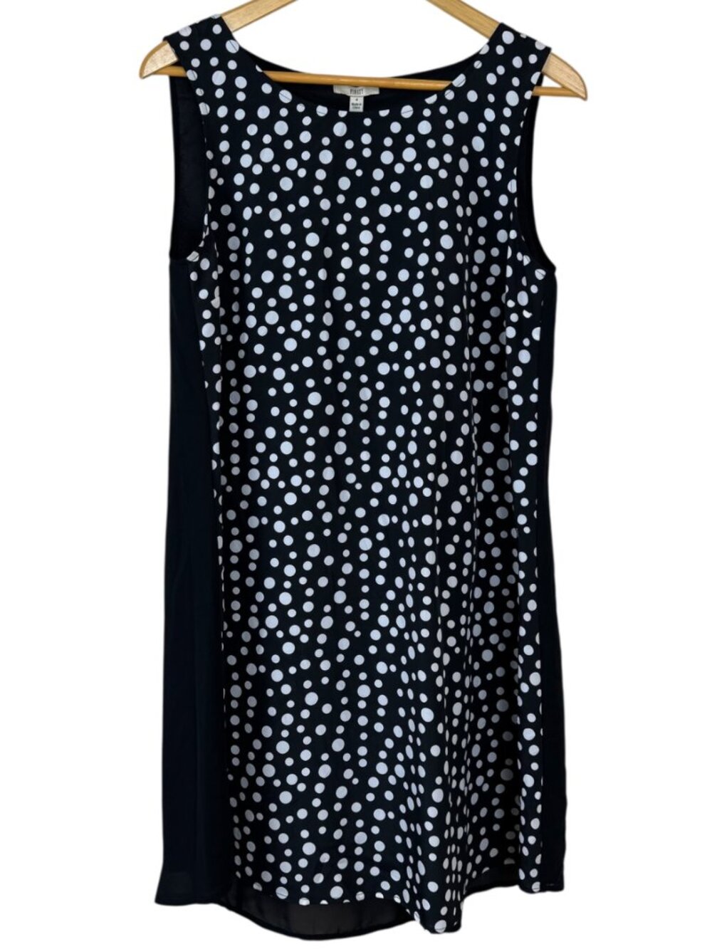 Finity NEW Black Shift Tank Dress White Polka Dots Size 8 Lightweight Fun Summer